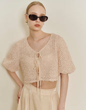 Load image into Gallery viewer, Puffy Sleeves Lacy Strap Cardigan
