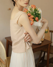 Load image into Gallery viewer, Cotton Square Neck Waist Ties Top
