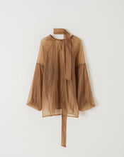 Load image into Gallery viewer, Through-muscle Tulle Sleeve Blouse (With Tie)
