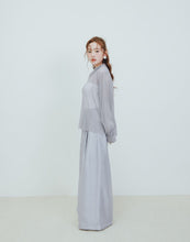 Load image into Gallery viewer, Elegant slightly transparent fine fold small turtleneck Blouse
