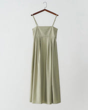 Load image into Gallery viewer, Flat-neck Pleated High-Waisted Thin Shoulder Strap Long Dress
