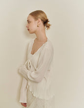 Load image into Gallery viewer, Tie-style Pleated Blouse Cardigan

