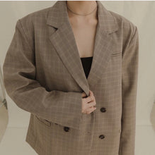 Load image into Gallery viewer, Houndstooth Pattern Oversized Double-Breasted Suit Jacket
