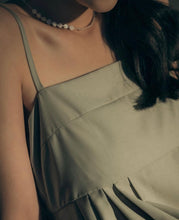 Load image into Gallery viewer, Flat-neck Pleated High-Waisted Thin Shoulder Strap Long Dress
