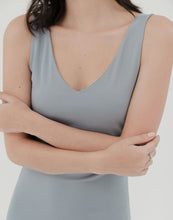 Load image into Gallery viewer, Elegant Fitting Rayon V-neck Dress(Gray blue color can reorder)
