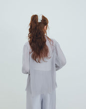 Load image into Gallery viewer, Elegant slightly transparent fine fold small turtleneck Blouse
