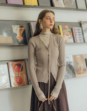 Load image into Gallery viewer, V-neck Straight Strip Knitted Cardigan (with Tie)
