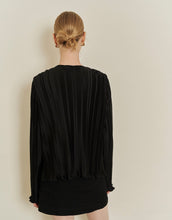 Load image into Gallery viewer, Tie-style Pleated Blouse Cardigan
