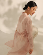 Load image into Gallery viewer, Transparent Buttons Unique Back Design Long Cardigan

