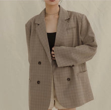 Load image into Gallery viewer, Houndstooth Pattern Oversized Double-Breasted Suit Jacket
