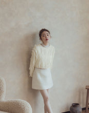 Load image into Gallery viewer, Furry Crop Puff Sleeve Knitted Sweater
