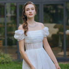 Load image into Gallery viewer, Bridal Off-Shoulder Puff Sleeve Satin Gown
