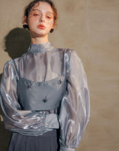 Load image into Gallery viewer, Bow-Bowed Puffy Sleeve Soft Light Blouse
