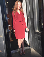 Load image into Gallery viewer, Japanese Style Shirt Collar Elegant  Fit Tie-Waist Dress

