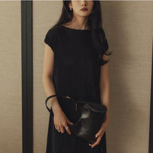Load image into Gallery viewer, Flat Collar Fine Pleated Elegant Fit Long Dress(with Full Lining)
