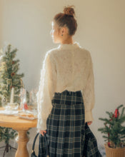 Load image into Gallery viewer, Sheer Feather-like Puffed Sleeve Blouse
