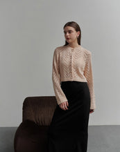 Load image into Gallery viewer, Three-Dimensional Pearl Basket Hollow Knitted Cropped Cardigan
