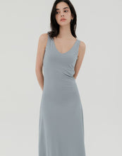 Load image into Gallery viewer, Elegant Fitting Rayon V-neck Dress(Gray blue color can reorder)
