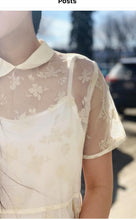 Load image into Gallery viewer, French Style Shirt Collar Sheer Lace Short Dress
