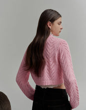 Load image into Gallery viewer, Three-Dimensional Pearl Basket Hollow Knitted Cropped Cardigan
