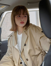Load image into Gallery viewer, Textured Double-row Buckle Long version Windbreaker (With Belt
)

