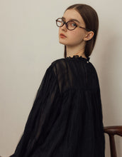 Load image into Gallery viewer, Turtleneck Three-dimensional Yarn Sheer Puffy Sleeve Blouse
