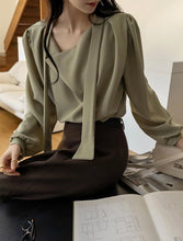 Load image into Gallery viewer, Soft Temperament Pleated Collar Chiffon Blouse
