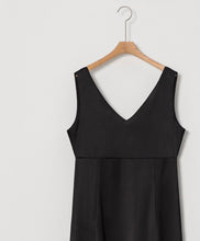 Load image into Gallery viewer, V-Neck Cut Front Hidden Pockets Long Satin Dress
