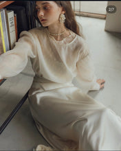 Load image into Gallery viewer, Lace Transparent Long-Sleeved Top
