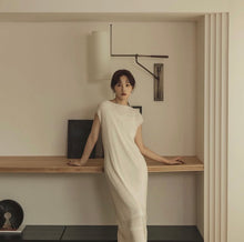 Load image into Gallery viewer, Flat Collar Fine Pleated Elegant Fit Long Dress(with Full Lining)
