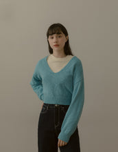 Load image into Gallery viewer, Loose V-Neck Knitting Crop Cotton Sweater
