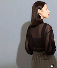 Load image into Gallery viewer, French Style Mock Neck Button Chiffon Blouse(w/Lining)
