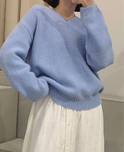 Load image into Gallery viewer, Oversized Casual V-neck Brushed Sweater
