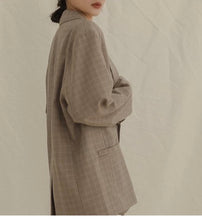 Load image into Gallery viewer, Houndstooth Pattern Oversized Double-Breasted Suit Jacket
