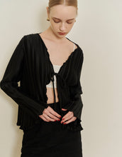 Load image into Gallery viewer, Tie-style Pleated Blouse Cardigan
