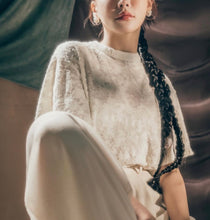 Load image into Gallery viewer, Slightly Sheer feather-feelingLace Trumpet Sleeve Loose Top
