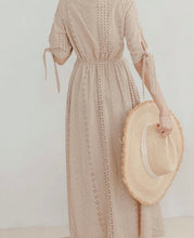 Load image into Gallery viewer, Eyelet Lace Tie Resort Cotton Dress
