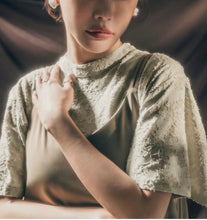 Load image into Gallery viewer, Slightly Sheer feather-feelingLace Trumpet Sleeve Loose Top
