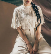 Load image into Gallery viewer, Slightly Sheer feather-feelingLace Trumpet Sleeve Loose Top
