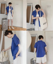 Load image into Gallery viewer, Cotton Off-shoulder Buttons Front  Loose Shirt
