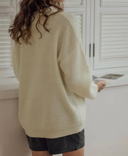 Load image into Gallery viewer, Round Neck Drop Shoulders,  Loose-fitting Knitted Long Sweater
