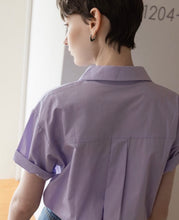 Load image into Gallery viewer, Cotton Off-shoulder Buttons Front  Loose Shirt
