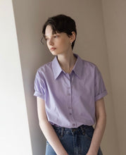 Load image into Gallery viewer, Cotton Off-shoulder Buttons Front  Loose Shirt
