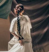 Load image into Gallery viewer, Slightly Sheer feather-feelingLace Trumpet Sleeve Loose Top
