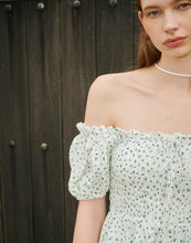 Load image into Gallery viewer, Puffy Sleeve Lotus Leaf Flora Long Dress
