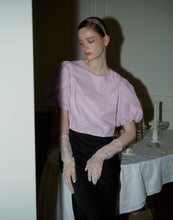 Load image into Gallery viewer, Double-layer Puff-sleeved Beautiful Back Drawstring Top
