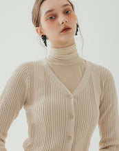 Load image into Gallery viewer, V-neck Straight Strip Knitted Cardigan (with Tie)
