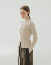 Load image into Gallery viewer, V-neck Straight Strip Knitted Cardigan (with Tie)
