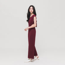 Load image into Gallery viewer, Round-neck Hollow Waist Large Bow Back Design Jumpsuit
