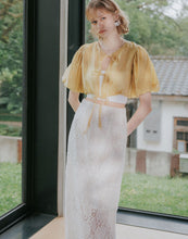 Load image into Gallery viewer, Puff Sleeve Drawstring Crop Cover Top
